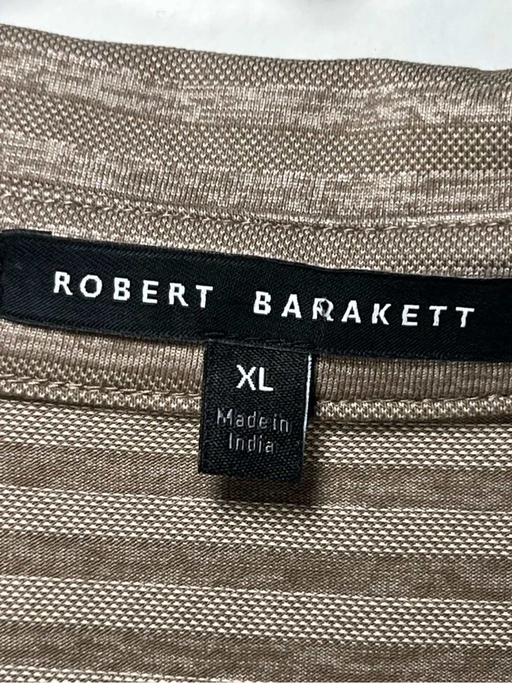 Robert Barakett XL Beige Textured Stripe Knit Button Front Polo Shirt Mens - Picture 8 of 16
